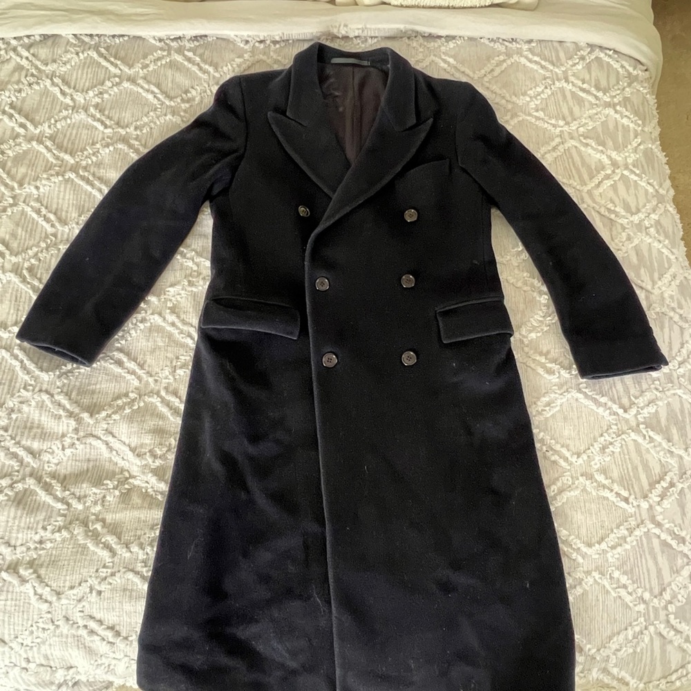RARE Vintage Yves Saint Laurent (YSL) Women’s Navy Double-Breasted Wool Coat